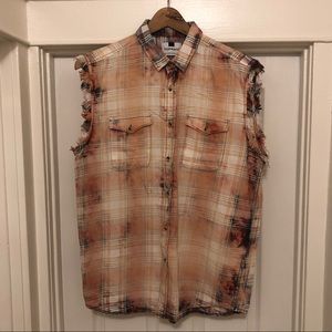 Topman Sleeveless bleached wash Shirt